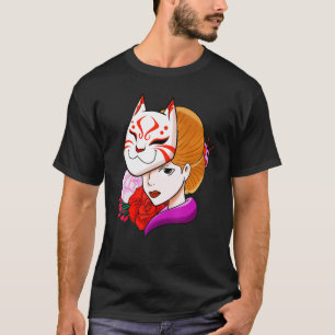 Women Japanese Cat Mask T-Shirt