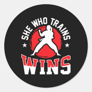 Women Karate Classic Round Sticker