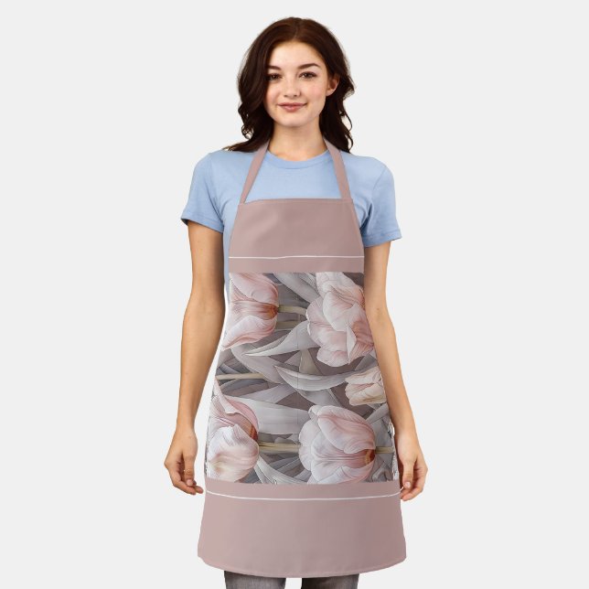 Women Kitchen Cute Flowers Cooking Baking BBQ Work Apron (Worn)