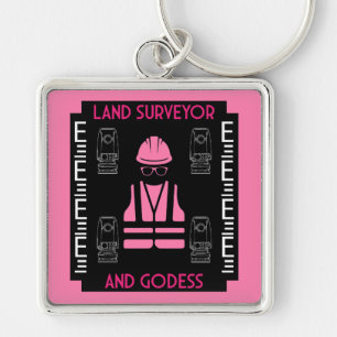 Women land surveyors key ring