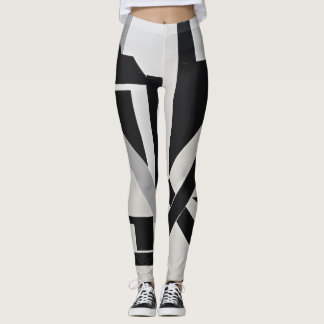 women leggings black & white stripes