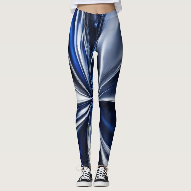 WOMEN LEGGINGS METALLIC DARK BLUE (Front)