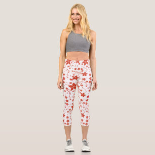 Women Leggings Nature Art, Women Capri Floral Art