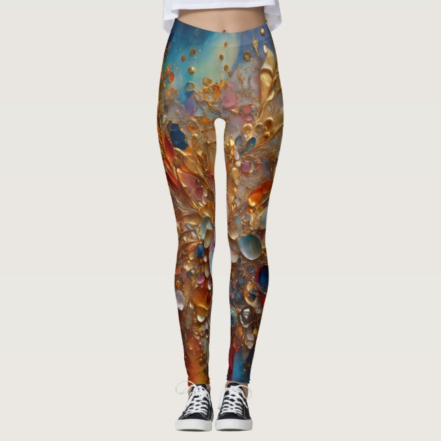 women leggings with colourful stone painting (Front)