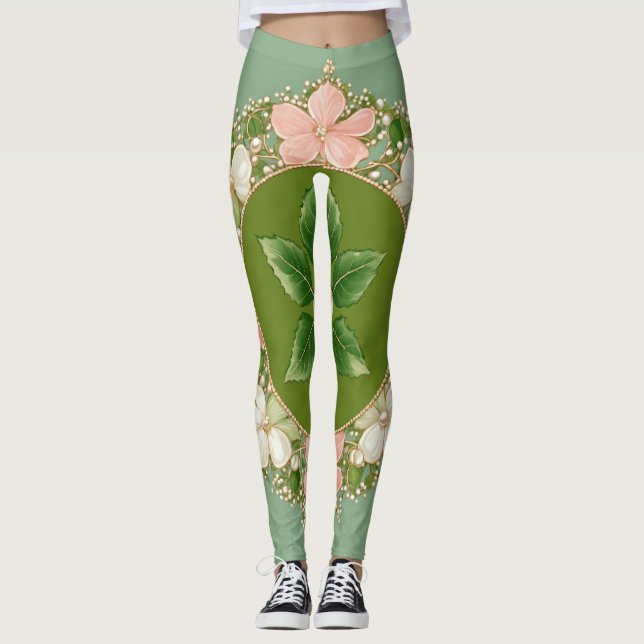women leggings with pastal floral  (Front)