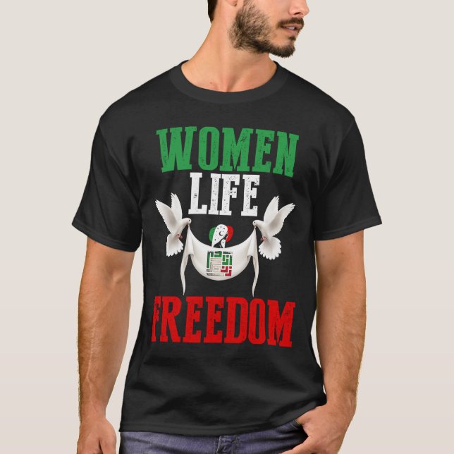 Women Life Freedom Free Iran Stand with Persian T-Shirt (Front)