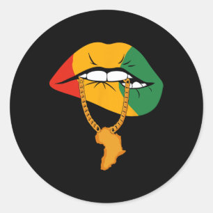 Women Lips Chain Black History Month African Chain Classic Round Sticker