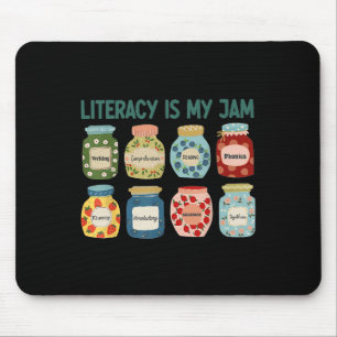 Women Literacy Is My Jam Literacy Teacher Reading Mouse Pad