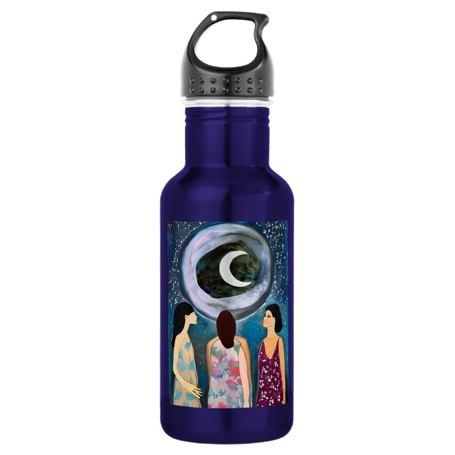 Women Looking at the Moon Artwork 532 Ml Water Bottle (Front)