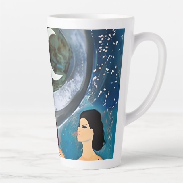 Women Looking at the Moon Artwork Latte Mug (Right)