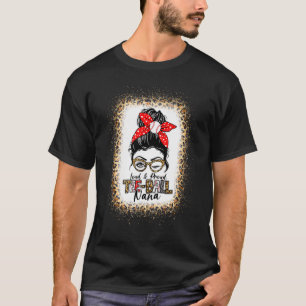 Women Loud & Proud Ball Nana Messy Bun Leopard Ble T-Shirt