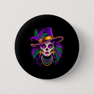 Women Mardi Gras Costume Sugar Skull 6 Cm Round Badge