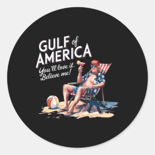Women Men Greeting From The Gulf Beach Of America  Classic Round Sticker