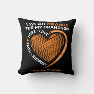 Women Men I Wear Orange For My Grandson Leukaemia Cushion