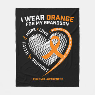 Women Men I Wear Orange For My Grandson Leukaemia Fleece Blanket