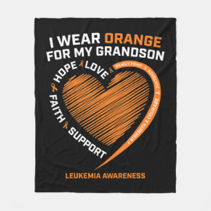Women Men I Wear Orange For My Grandson Leukaemia Fleece Blanket