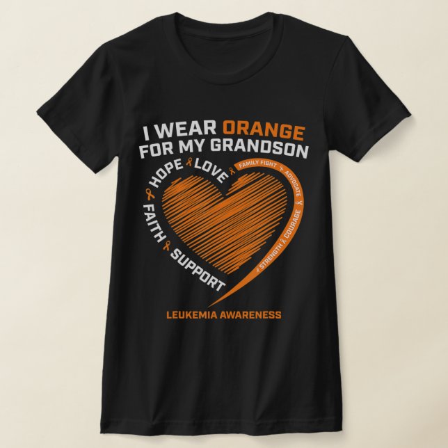 Women Men I Wear Orange For My Grandson Leukaemia  T-Shirt (Laydown)