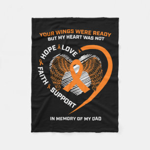 Women Men Kids In Memory Of My Dad Leukaemia Aware Fleece Blanket