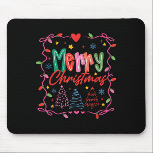 Women Merry Christmas Preppy Coquette Bow Xmas Tre Mouse Pad