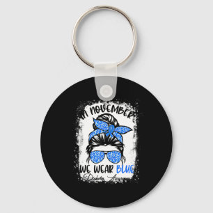 Women Messy Bun Hair Diabetes Awareness Key Ring
