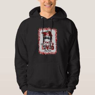 Women Messy Bun Hair One Loved Dog Mum Valentine S Hoodie