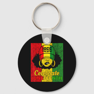Women Messy Bun Juneteenth Celebrate Indepedence D Key Ring