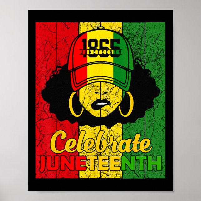 Women Messy Bun Juneteenth Celebrate Indepedence D Poster (Front)