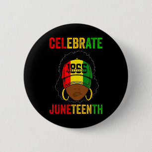 Women Messy Bun Juneteenth Celebrate Independence 6 Cm Round Badge