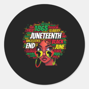 Women Messy Bun Juneteenth Celebrate Independence Classic Round Sticker