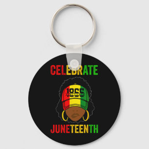 Women Messy Bun Juneteenth Celebrate Independence  Key Ring