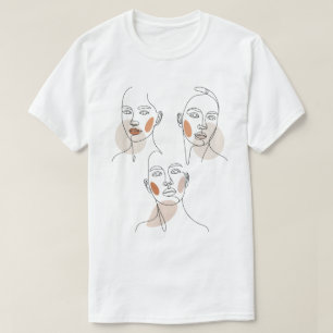 Women Minimalist Line Art Faces T-Shirt