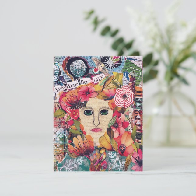 Women Mixed Media Inspirational Art Greeting Card (Standing Front)