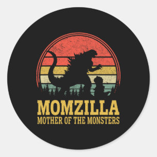 Women Momzilla Mother Of Monsters Vintage Mothers  Classic Round Sticker