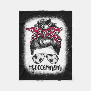 Women Mum Life Soccer Mum Mothers Day Messy Bun Wo Fleece Blanket