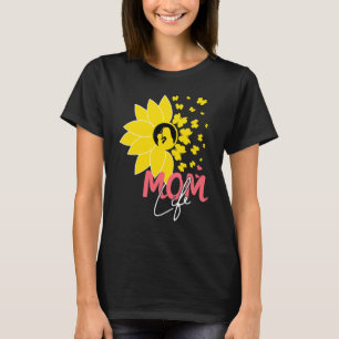 Women Mum Life Sunflower Butterfly Mum And Son Mot T-Shirt
