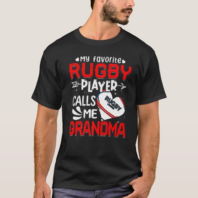 Women My Favourite Rugby Player Calls Me Grandma T-Shirt (Front)