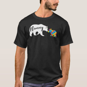 Women Nanny Bear Autistic Autism Awareness T-Shirt