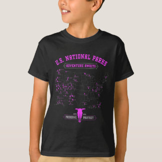 Women National Parks Map - American Hiking Camping T-Shirt