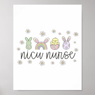 Women Nicu Nurse Easter Bunny Neonatal Nurse Sprin Poster
