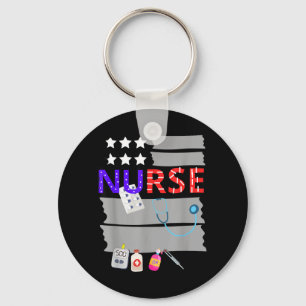 Women Nurse Life Design Nurse Letter Print Top Key Ring