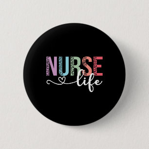 Women Nurse Life Rn Lpn Cna Leopard Nurse Week Hea 6 Cm Round Badge