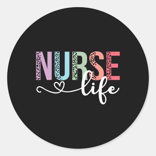 Women Nurse Life Rn Lpn Cna Leopard Nurse Week Hea Classic Round Sticker (Front)