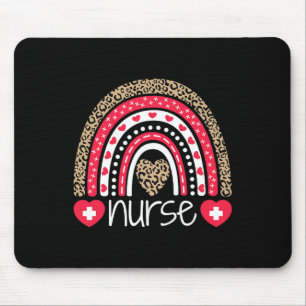Women Nurse Tee Nurses Week Rainbow Leopard School Mouse Pad