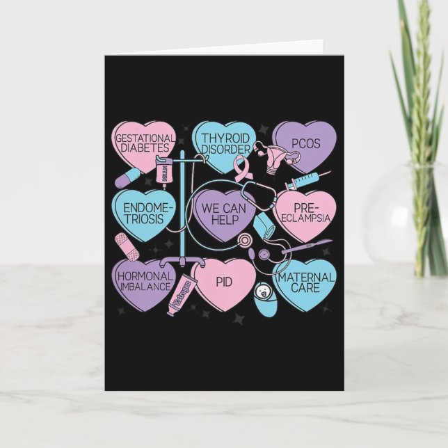 Women Obstetrics Valentine's Day Nurse Ob Gyn Obst Card (Front)