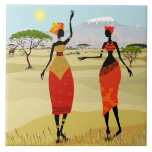 Women of Kenya animation Ceramic Tile