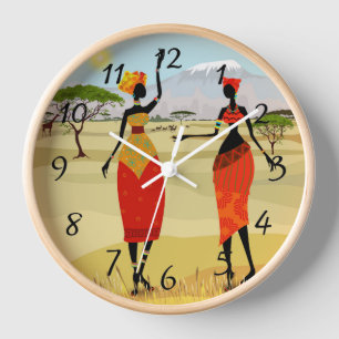 Women of Kenya animation round clock