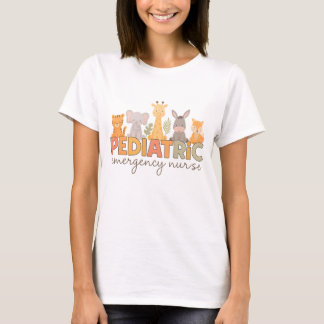 Women Paediatrics Emergency Nurse Safari Animals P T-Shirt