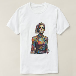 women painting t-shirt