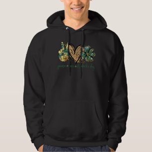 Women Peace Love St Patrick S Day Lucky C Shamroc Hoodie