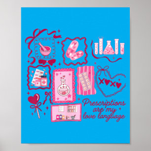 Women Pharmacy Tech Valentine Prescription Poster